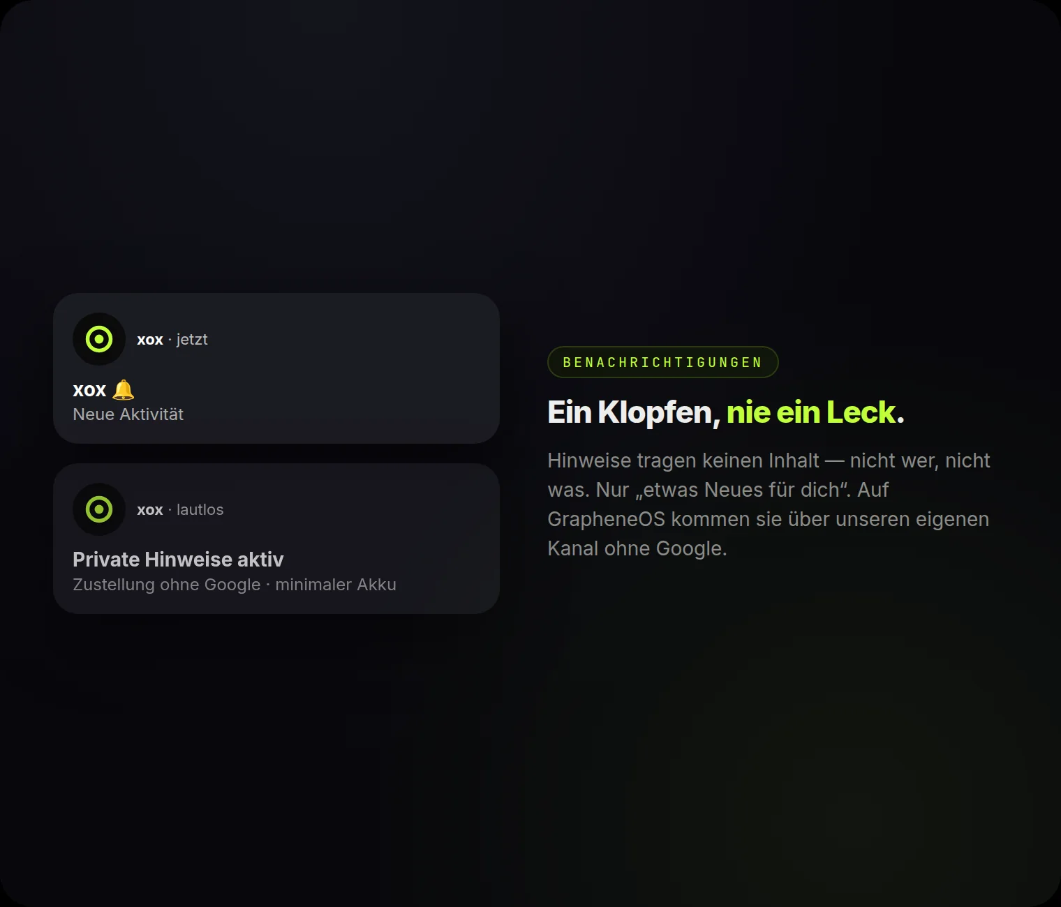 Inhaltsfreie Hinweise: ein Klopfen, das „etwas Neues“ sagt — nie wer, nie was.