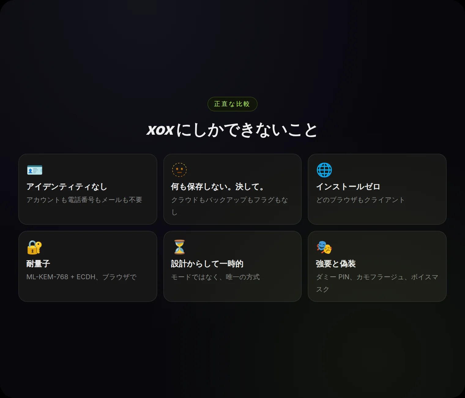 xox にしかできない6つのこと — モードではなく、設計として。