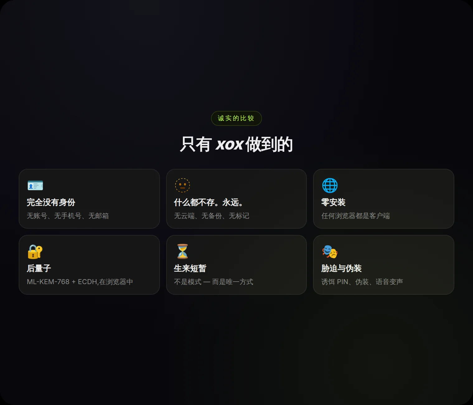 只有 xox 做到的六件事 — 源于设计,而非某种模式。